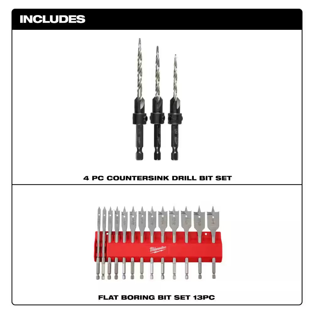 Steel Countersink Set with Wood Spade Bit Set (16-Piece)
