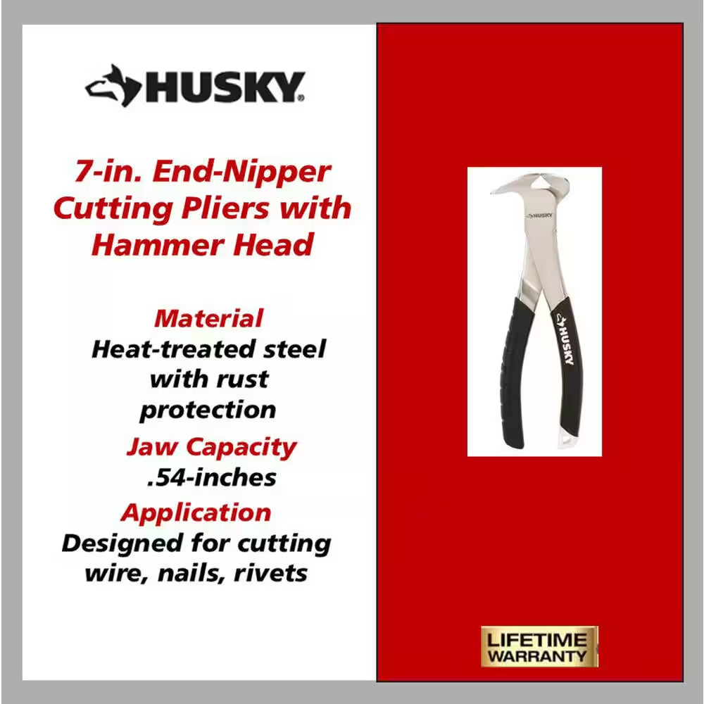 7 In. End-Nipper Cutting Pliers with Hammer Head
