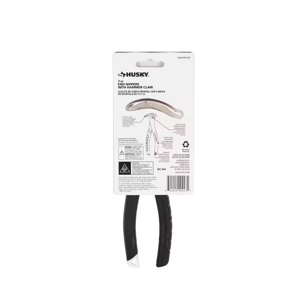 7 In. End-Nipper Cutting Pliers with Hammer Head