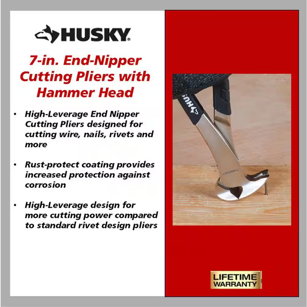 7 In. End-Nipper Cutting Pliers with Hammer Head