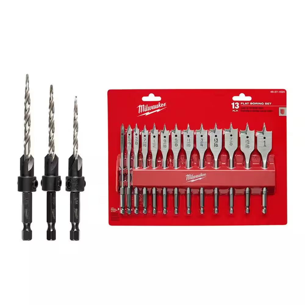 Steel Countersink Set with Wood Spade Bit Set (16-Piece)